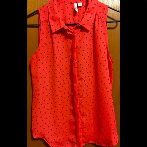 Gorgeous Red/Black Polka Dot Blouse